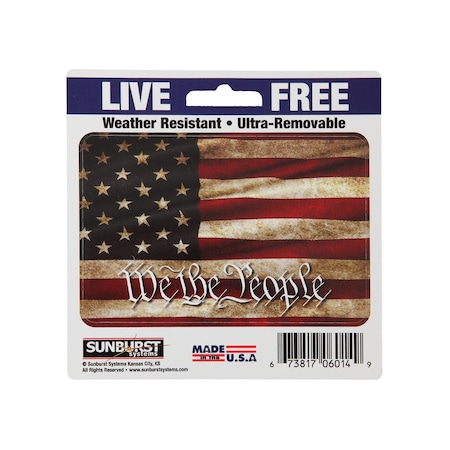 Sunburst Systems Decal Patriotic Grunge We The People 5 in x 5 in, White Vinyl 6014